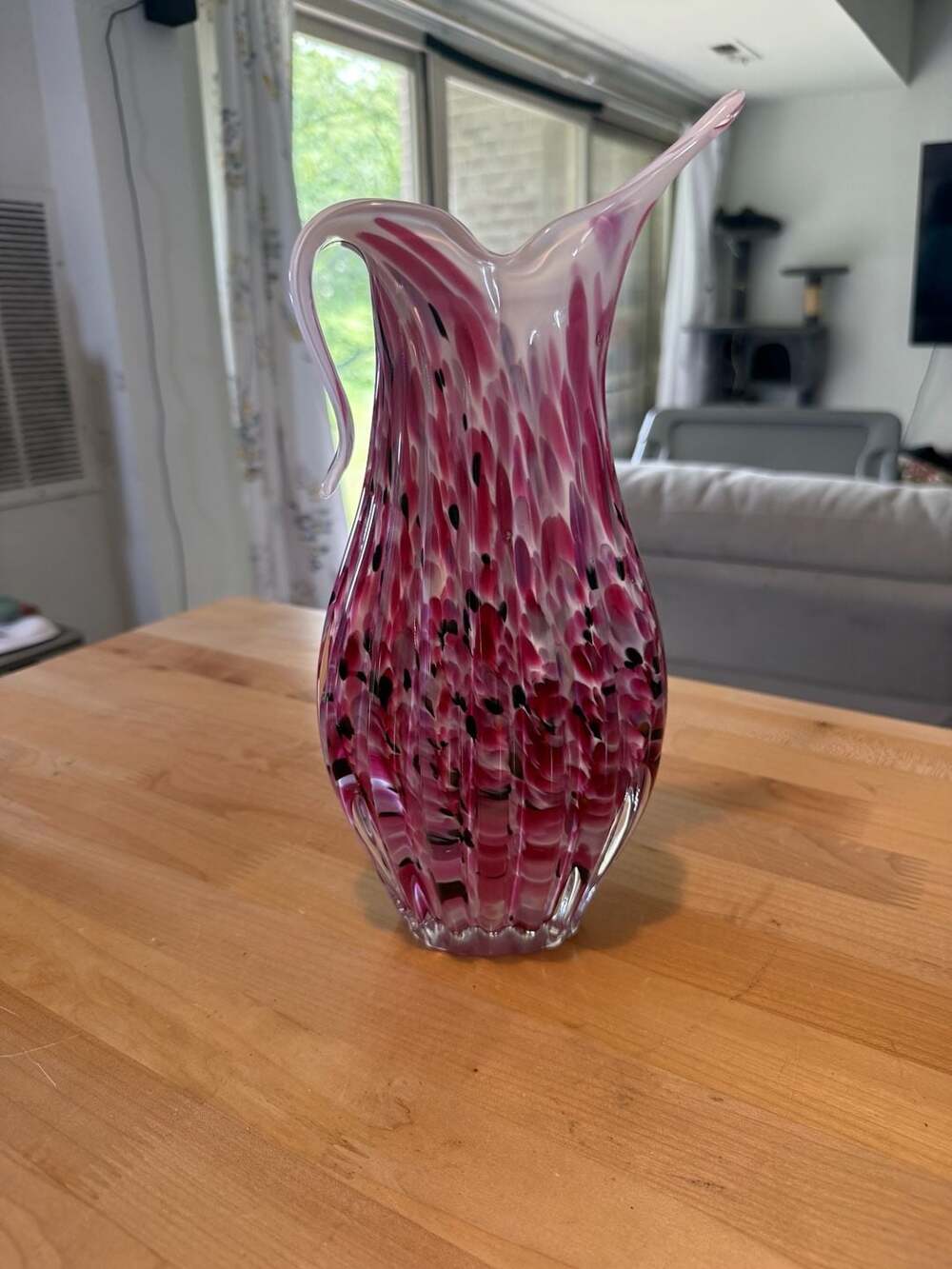 Vintage Hand-Blown Murano Style Art Glass Pitcher
